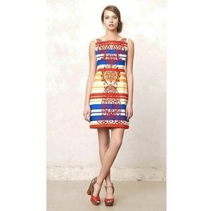 Tabitha Rainbow Stripe Embroidered Paisley Shift Dress XS